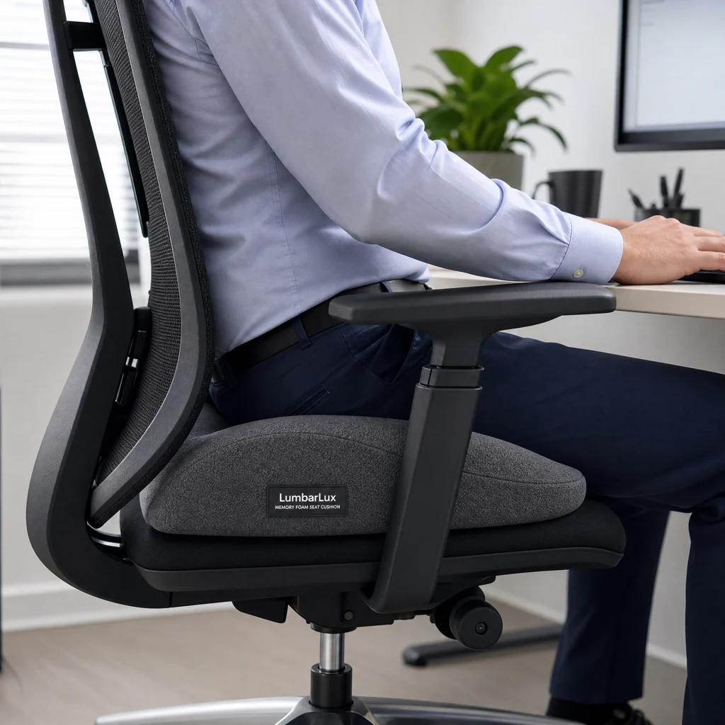 LumbarLux Memory Foam Seat Cushion